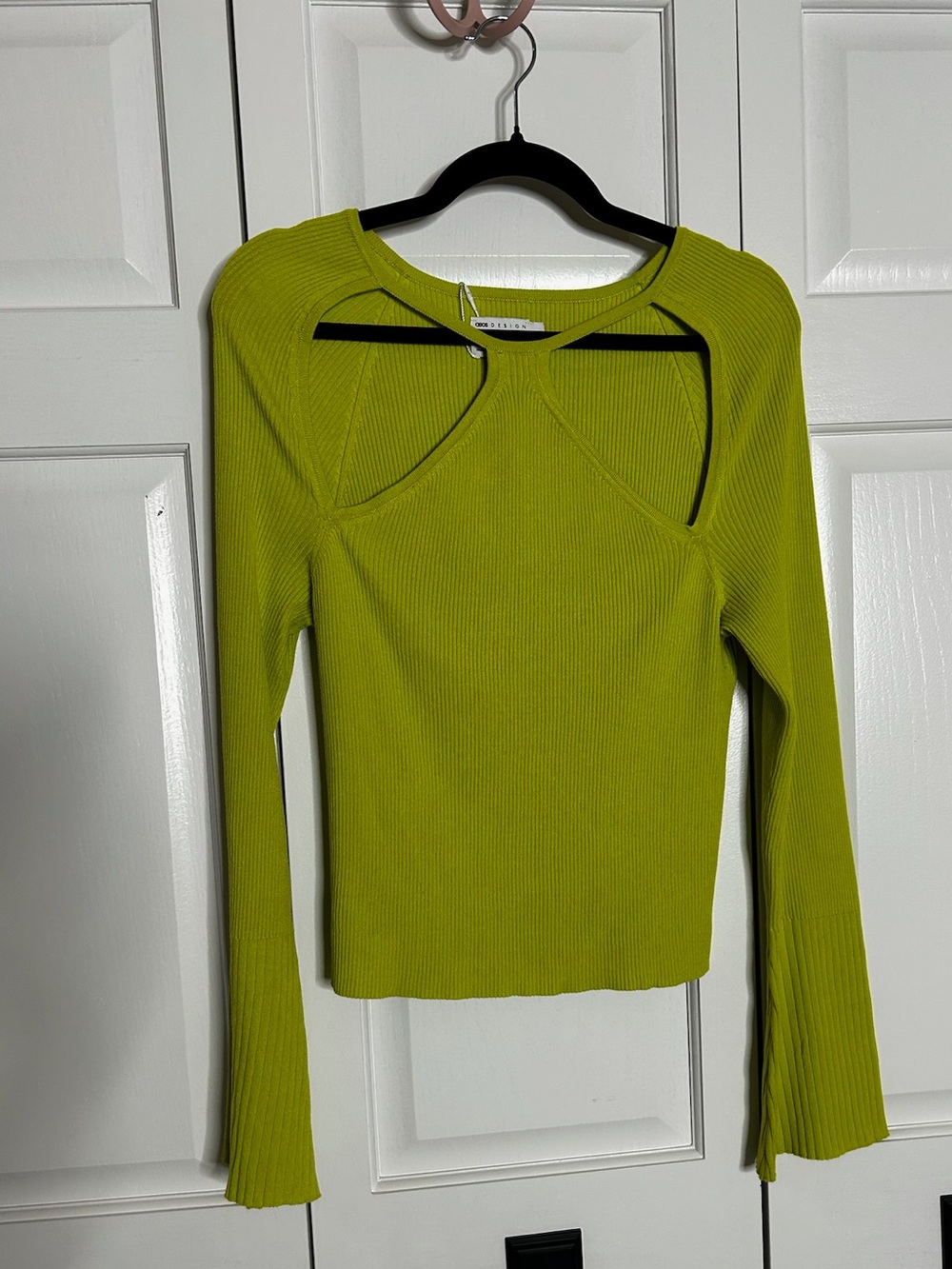 ASOS Ribbed Long-Sleeve Cutout Top — Lime Green